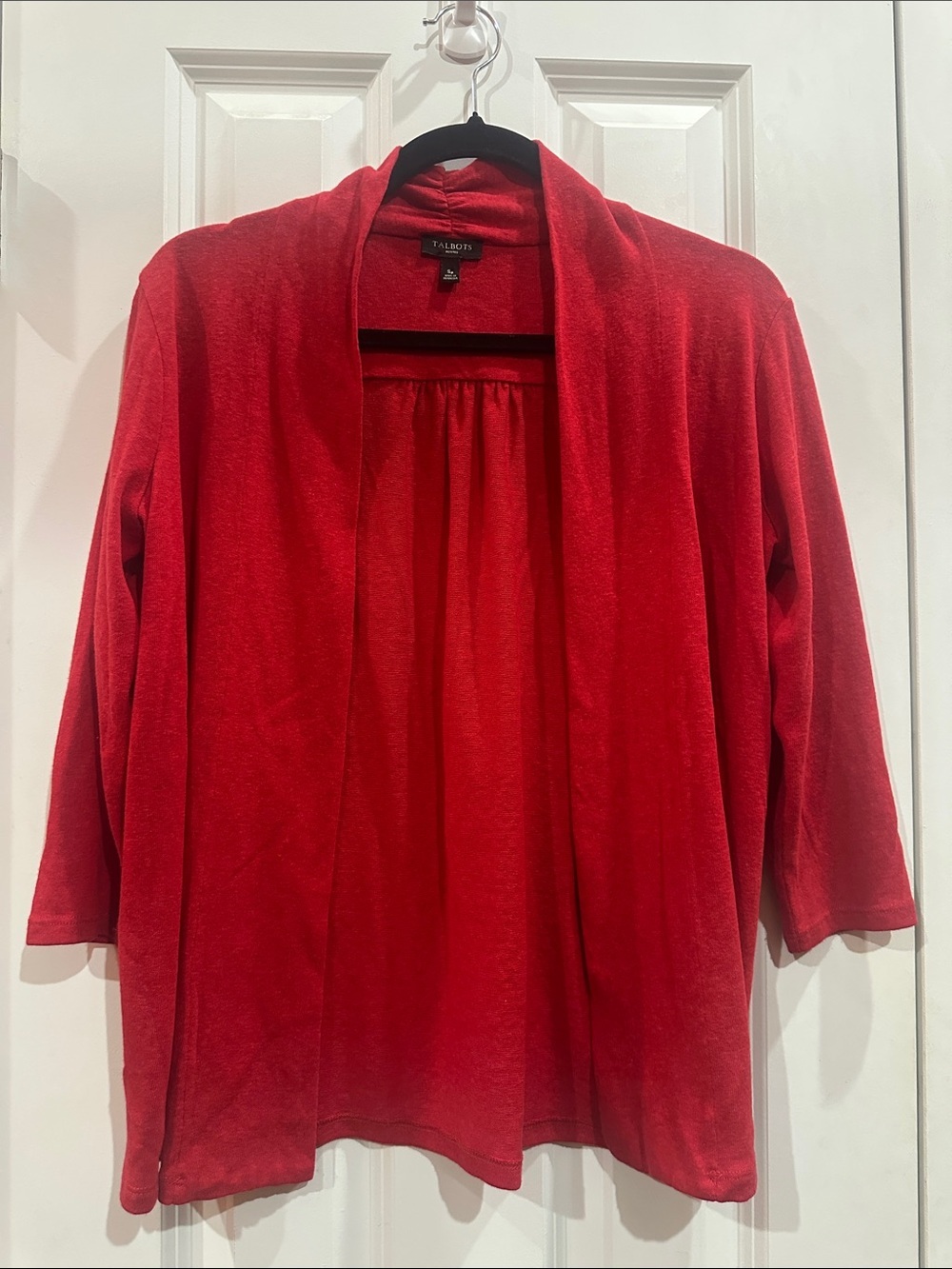 NWOT Talbots Red Open-Front Shawl-Collar Cardigan size SP - Picture 4 of 8
